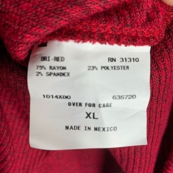 A. Byer Women’s XL Ribbed Knit Long Sleeve Red Stretch Pullover Casual Fall Top - Picture 8 of 10